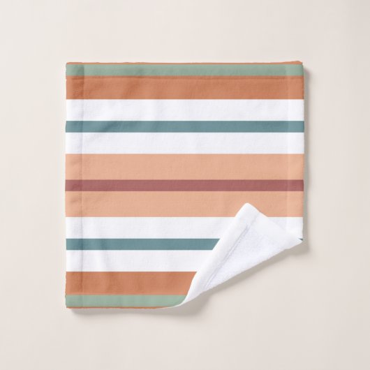 Retro Mod Patterns Sage Teal Terracotta Orange バスタオルセット (ウォッシュタオル)