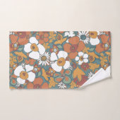 Retro Mod Patterns Sage Teal Terracotta Orange バスタオルセット (ハンドタオル)