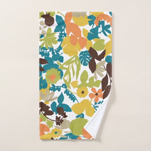 Retro Mod Patterns Teal Orange Mustard Green バスタオルセット (ハンドタオル)