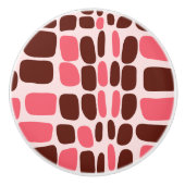 Retro Mod Pink & Chocolate Geometric Ceramic Knob セラミックノブ (正面)