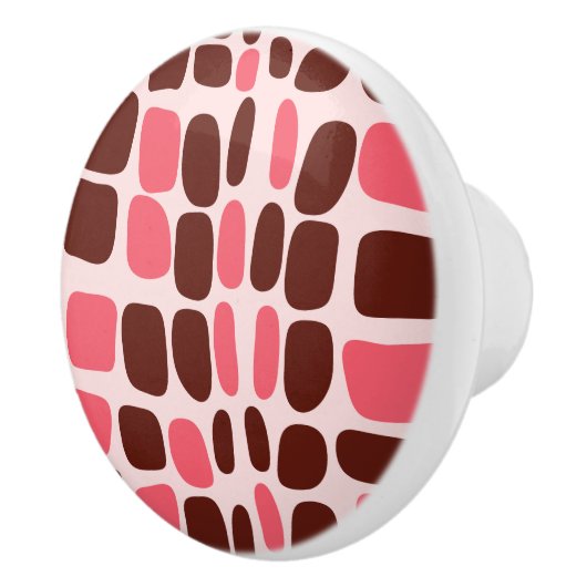 Retro Mod Pink & Chocolate Geometric Ceramic Knob セラミックノブ (右)