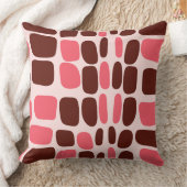 Retro Mod Pink & Chocolate Geometric Throw Pillow クッション (ブランケット)