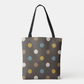 Retro Mod Polka Dots Blue Brown Name Personalized トートバッグ (裏面)