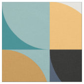 retro mod squares in teal mustard black white aqua ファブリック (クローズアップ)