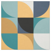 retro mod squares in teal mustard black white aqua ファブリック (見本)