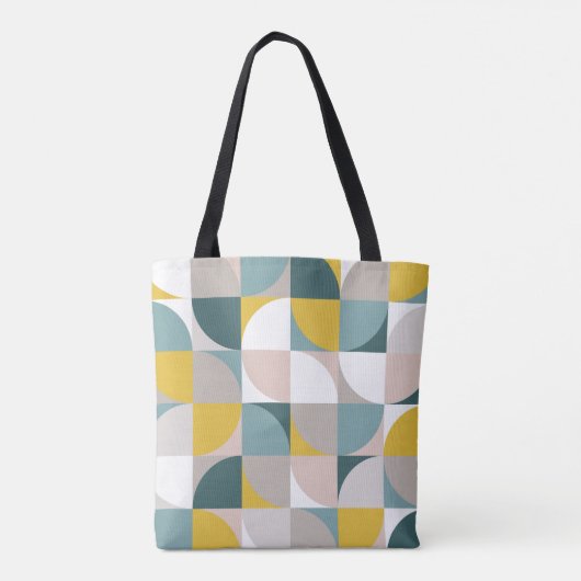 Retro Mod Squares Pink Blue Name Personalized トートバッグ (裏面)