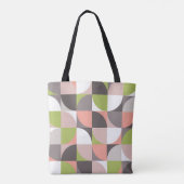 Retro Mod Squares Pink Green Name Personalized トートバッグ (裏面)