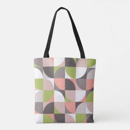 Retro Mod Squares Pink Green Name Personalized トートバッグ (裏面)