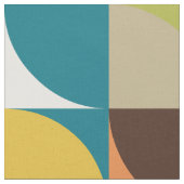 retro mod squares white mustard teal orange green ファブリック (クローズアップ)