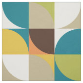 retro mod squares white mustard teal orange green ファブリック (見本)