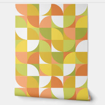 Retro Mod Squares Yellow Orange Green