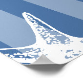 Retro modern beach striped wedding welcome sign ポスター (角)