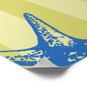 Retro modern beach striped wedding welcome sign ポスター (角)