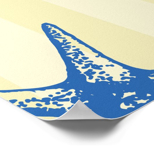 Retro modern beach striped wedding welcome sign ポスター (角)