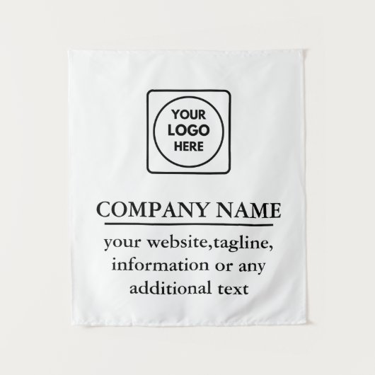 Retro Modern Black and White Custom Branding Art タペストリー (正面)