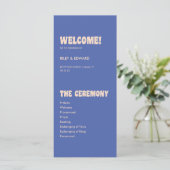 Retro Modern Blue & Beige Wedding Ceremony プログラム (スタンド正面)