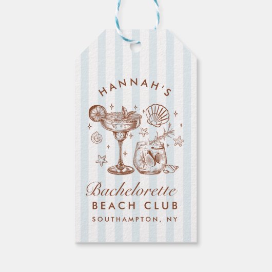 Retro Modern Blue & Brown Bachelorette Weekend ギフトタグ (裏面)