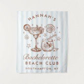 Retro Modern Blue & Brown Bachelorette Weekend タペストリー (正面)