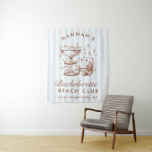 Retro Modern Blue & Brown Bachelorette Weekend タペストリー (インサイチュ)