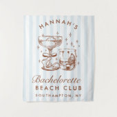 Retro Modern Blue & Brown Bachelorette Weekend タペストリー (正面)