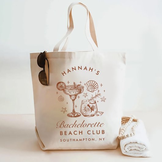 Retro Modern Blue & Brown Bachelorette Weekend トートバッグ