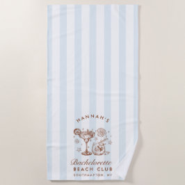 Retro Modern Blue & Brown Bachelorette Weekend ビーチタオル