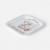 Retro Modern Blue & Brown Bachelorette Weekend ペーパープレート (傾斜あり)