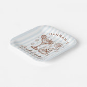 Retro Modern Blue & Brown Bachelorette Weekend ペーパープレート (傾斜あり)