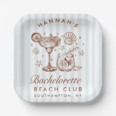 Retro Modern Blue & Brown Bachelorette Weekend ペーパープレート (正面)