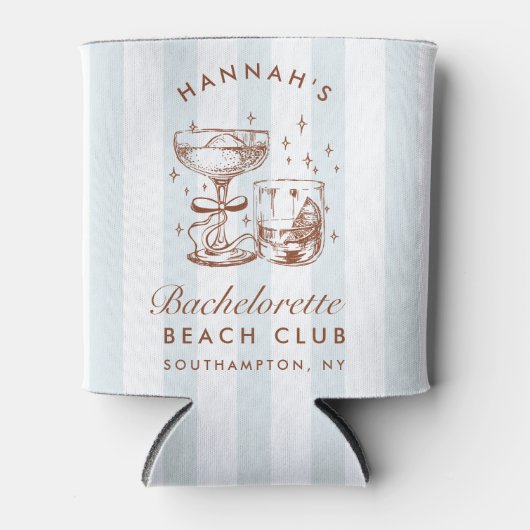 Retro Modern Blue & Brown Bachelorette Weekend 缶クーラー (正面)