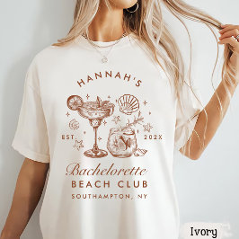 Retro Modern Blue & Brown Bachelorette Weekend Tシャツ