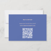 Retro Modern Bold Blue QR Code Wedding Website 出欠カード (裏面)