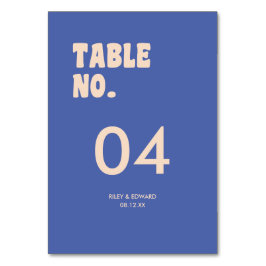 Retro Modern Bold Typography Dark Blue Wedding テーブルナンバー