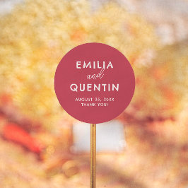 Retro Modern Cherry Red Wedding Thank You Favor ラウンドシール