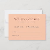 Retro Modern Coral Peach Elegant Wedding RSVP (正面)