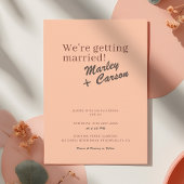 Retro Modern Coral Peach Funky Wedding 招待状