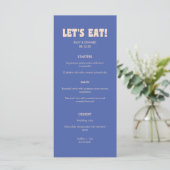 Retro Modern Dark Blue Beige "Let's Eat!" Wedding メニュー (スタンド正面)
