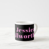 Retro-modern Editable Text | Black & Pink エスプレッソカップ (正面右)