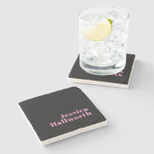 Retro-modern Editable Text | Black & Pink ストーンコースター (横)