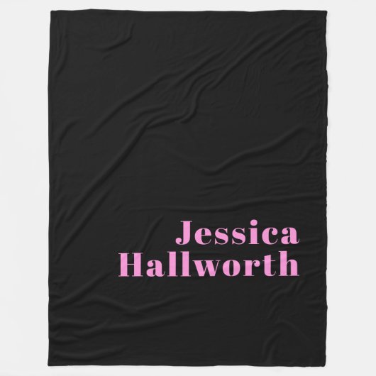 Retro-modern Editable Text | Black & Pink フリースブランケット (正面)