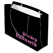 Retro-modern Editable Text | Black & Pink ラージペーパーバッグ (裏面アングル)