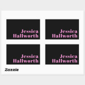 Retro-modern Editable Text | Black & Pink 長方形シール (シート)