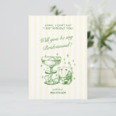 Retro Modern Green Bridesmaid Proposal Card 招待状 (スタンド正面)