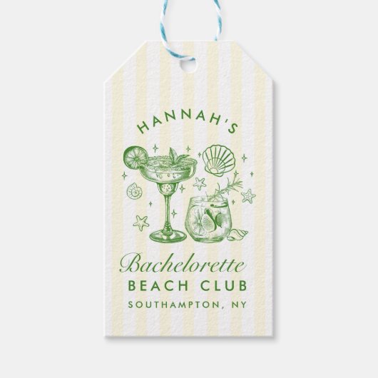 Retro Modern Green & Yellow Bachelorette Weekend ギフトタグ (正面)