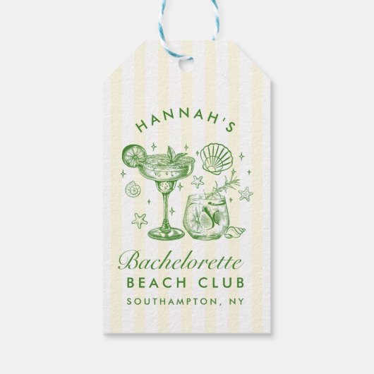Retro Modern Green & Yellow Bachelorette Weekend ギフトタグ (裏面)