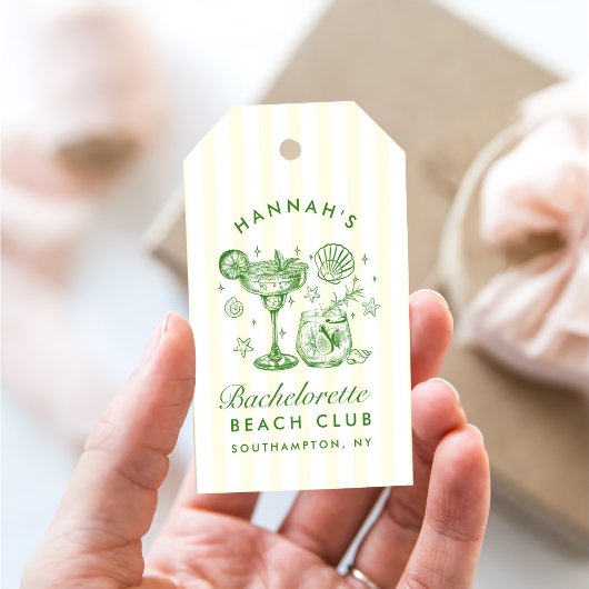 Retro Modern Green & Yellow Bachelorette Weekend ギフトタグ