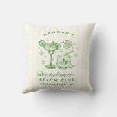 Retro Modern Green & Yellow Bachelorette Weekend クッション (裏面)