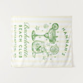 Retro Modern Green & Yellow Bachelorette Weekend タペストリー (正面(横))