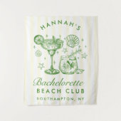 Retro Modern Green & Yellow Bachelorette Weekend タペストリー (正面)