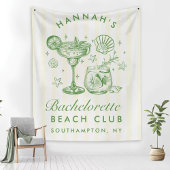 Retro Modern Green & Yellow Bachelorette Weekend タペストリー